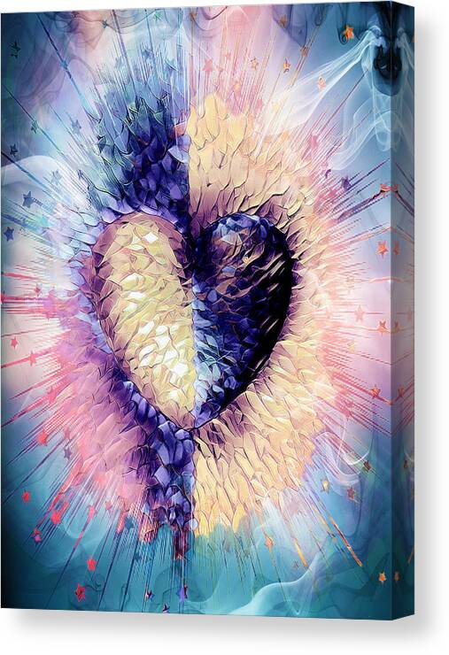 Motivational Canvas Print featuring the digital art Abstract 3d Love Heart by Michelle Liebenberg