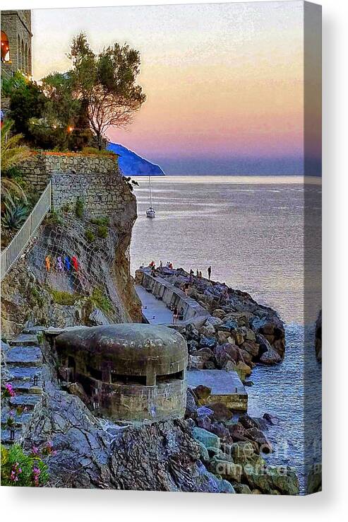Monterosso Al Mare Canvas Print featuring the photograph Afternoon Reverie on the Riviera by Sea Change Vibes