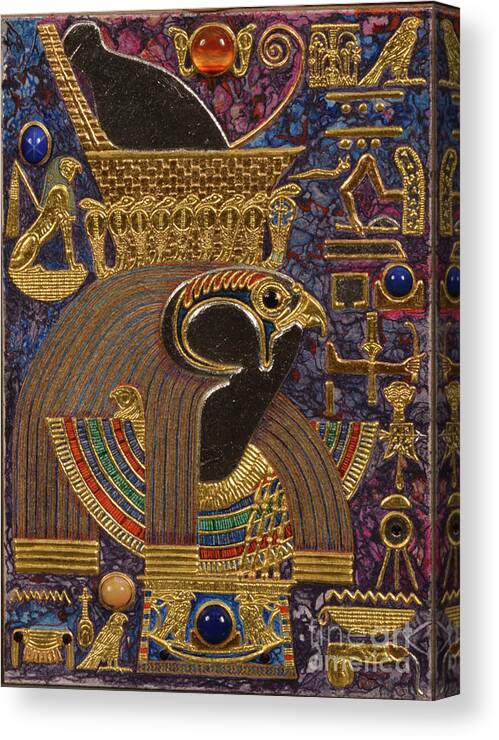 Ancient Canvas Print featuring the mixed media Akem Shield of Heru Who Unites the Two Lands by Ptahmassu Nofra-Uaa