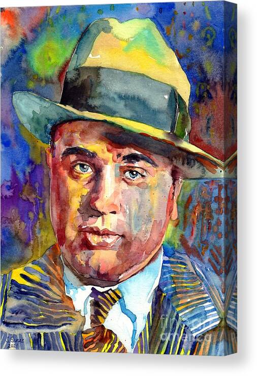 Al Capone Canvas Print featuring the painting Al Capone Portrait by Suzann Sines