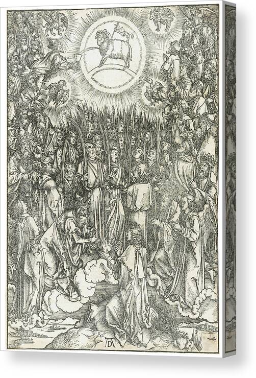 Albrecht Canvas Print featuring the painting ALBRECHT DURER The Adoration of the Lamb, from The Apocalypse by MotionAge Designs