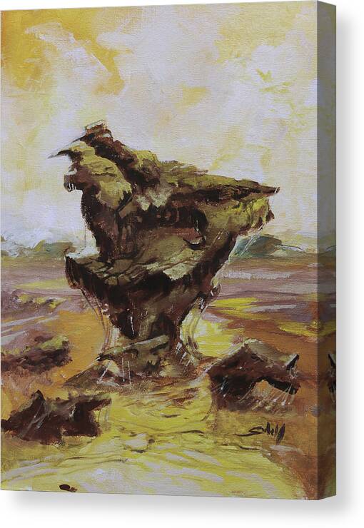 Gothic Canvas Print featuring the painting Alien landscape C Zone by Sv Bell