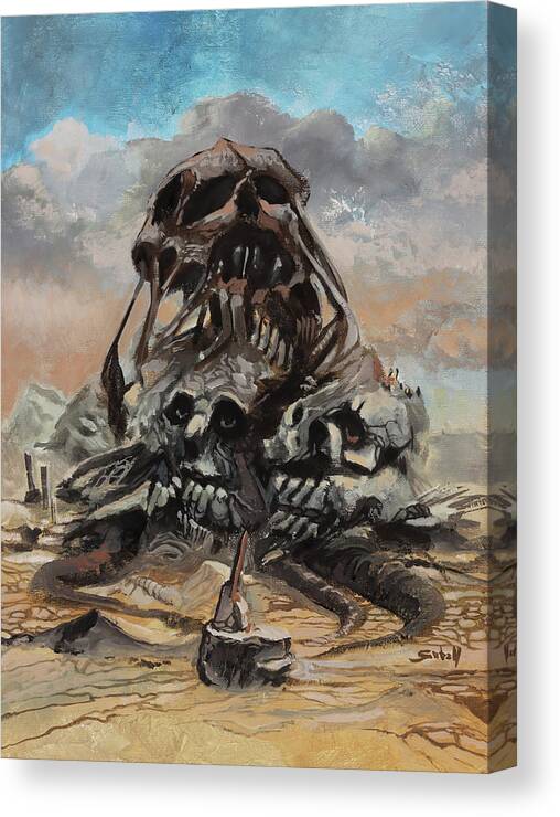 Gothic Canvas Print featuring the painting Alien landscape D Zone by Sv Bell