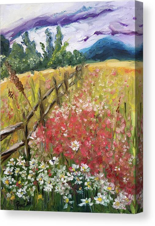 Landscape Canvas Print featuring the painting French Countryside by Roxy Rich