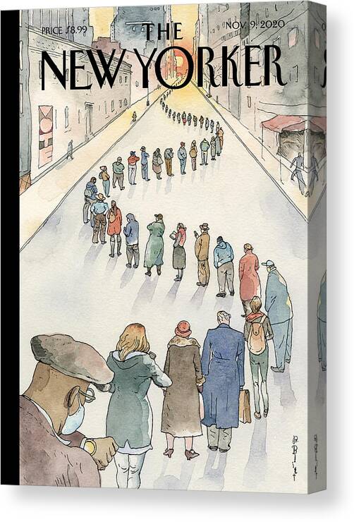 Election Canvas Print featuring the painting America in Line by Barry Blitt