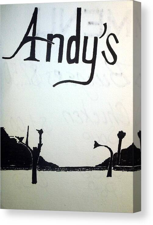 Black Art Canvas Print featuring the drawing Andy's by Donald C-Note Hooker