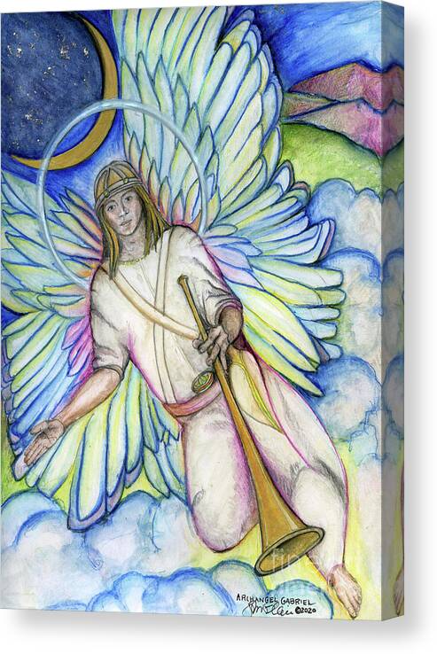 Archangel Canvas Print featuring the painting Archangel Gabriel by Jo Thomas Blaine