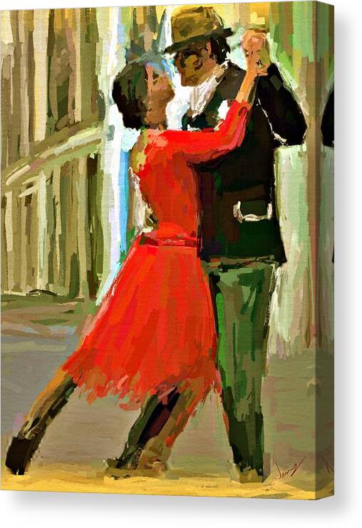 Dance; Dancers Canvas Print featuring the painting Dance Argentina Tango by James Shepherd