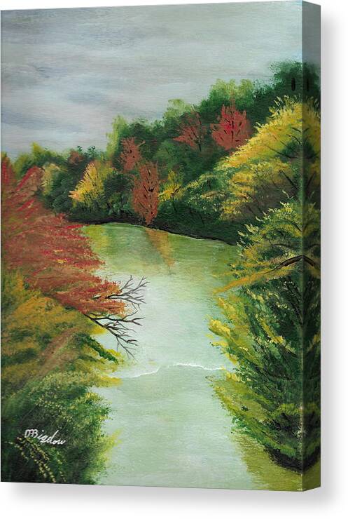 River Canvas Print featuring the painting Autum River by David Bigelow