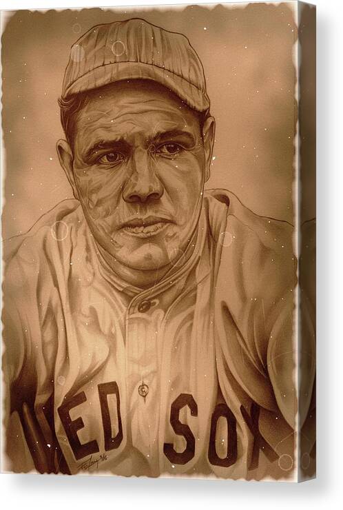 Ruth Canvas Print featuring the drawing Babe Ruth - Old Timer Edition by Fred Larucci