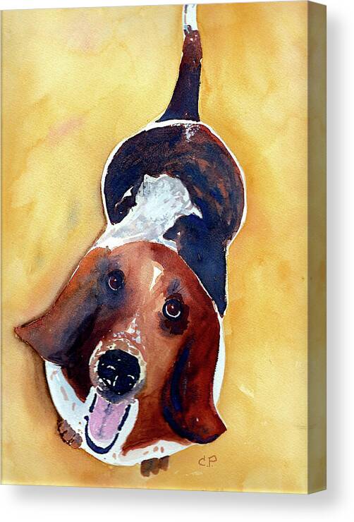 Pet Canvas Print featuring the painting Basset Hound by Cheryl Prather
