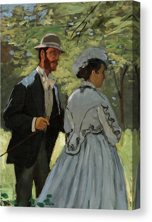Claude Monet Canvas Print featuring the painting Bazille and Camille, The Promenaders, 1865 by Claude Monet