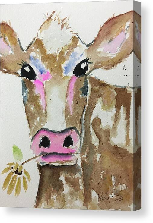 Cow Canvas Print featuring the painting Betty Cow by Roxy Rich