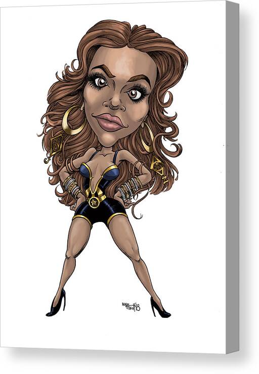 Cartoon Canvas Print featuring the drawing Beyonce 2016 in color by Mike Scott