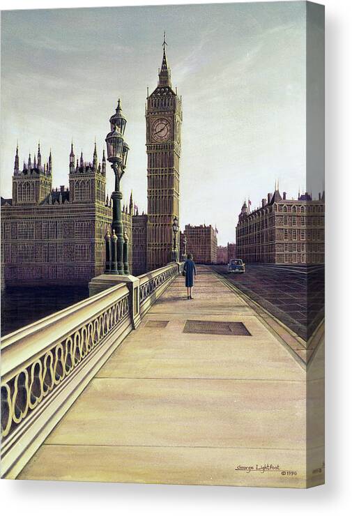 Architectural Cityscape Canvas Print featuring the painting Big Ben and Parliament by George Lightfoot