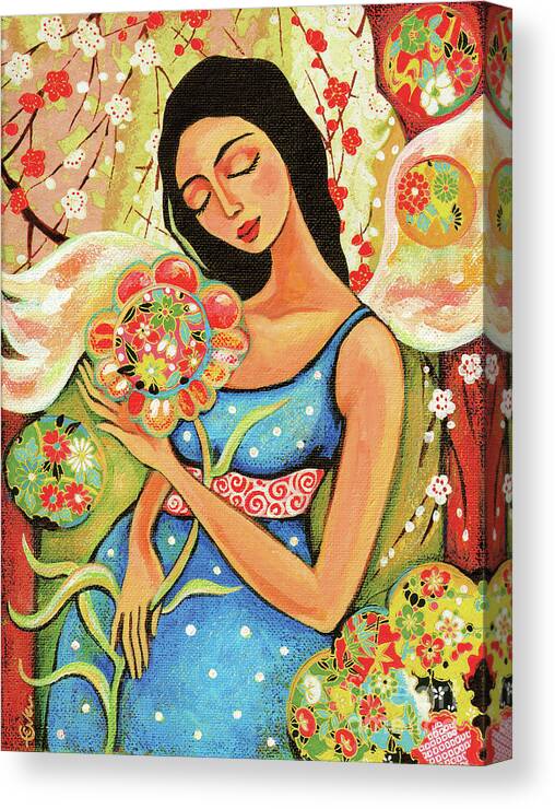 Pregnant Mother Canvas Print featuring the painting Birth Flower by Eva Campbell