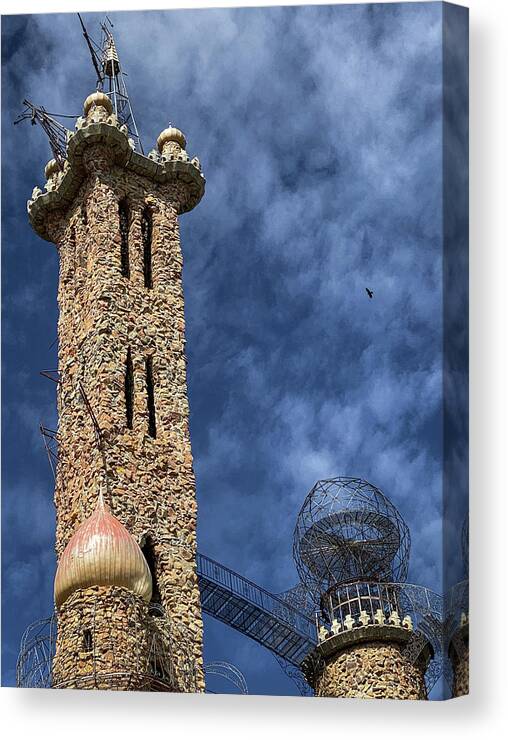 Attraction Canvas Print featuring the photograph Bishop Castle Towers Turrets and Bridges by Debra Martz