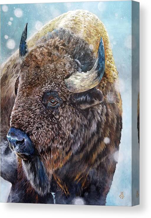 Bison Canvas Print featuring the painting Buffalo Soldier by Marco Aguilar