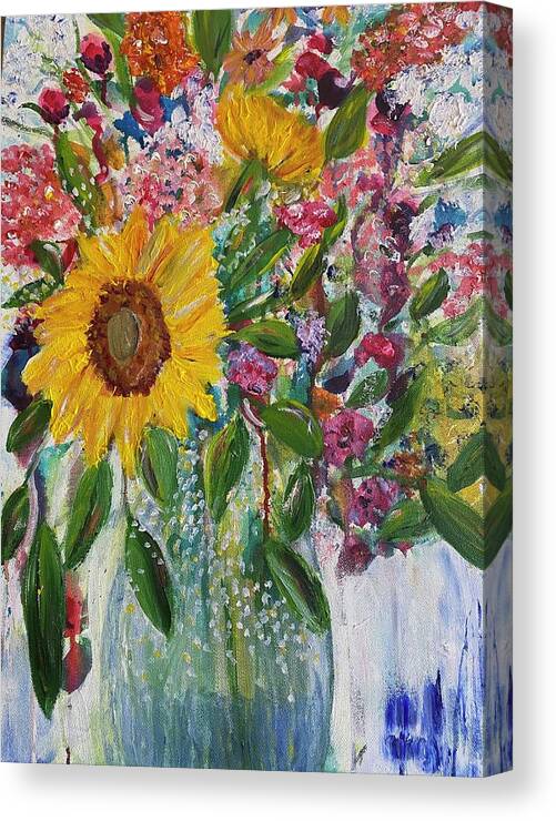 Flowers Canvas Print featuring the painting Bursting with Joy by Kathy Bee