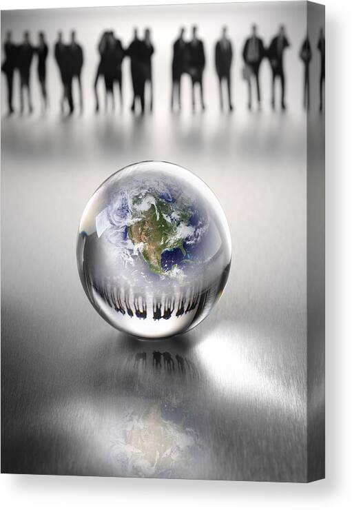 Crystal Ball Canvas Print featuring the photograph Business Team Around the World by Wragg