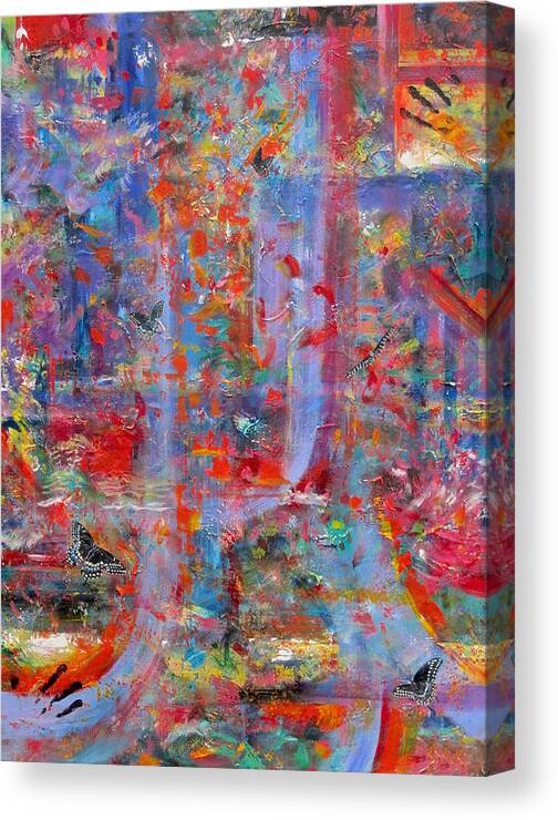 Butterfly Canvas Print featuring the painting Butterfly Euphoria by Pamela Kirkham