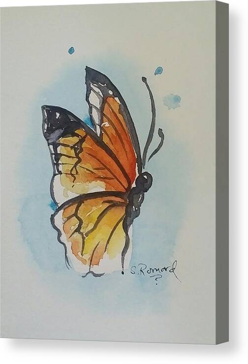  Canvas Print featuring the painting Butterfly by Sheila Romard