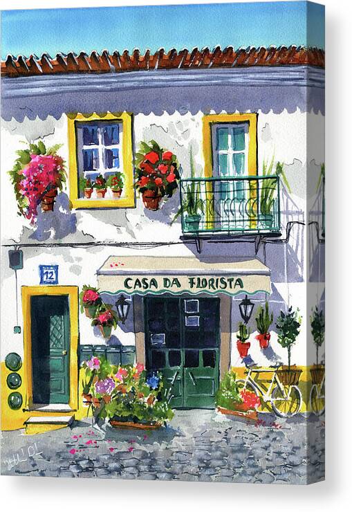 Portugal Canvas Print featuring the painting Casa Da Florista by Dora Hathazi Mendes