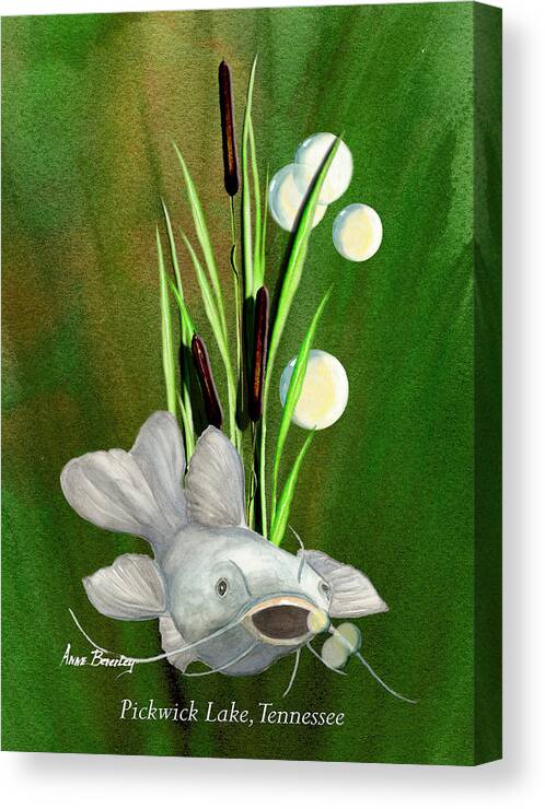 Catfish Canvas Print featuring the painting Catfish At Pickwick Lake by Anne Beverley-Stamps