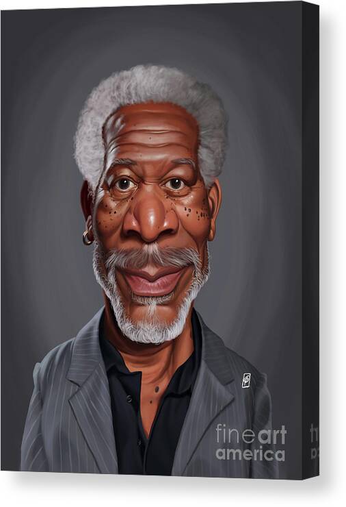 Illustration Canvas Print featuring the digital art Celebrity Sunday - Morgan Freeman by Rob Snow