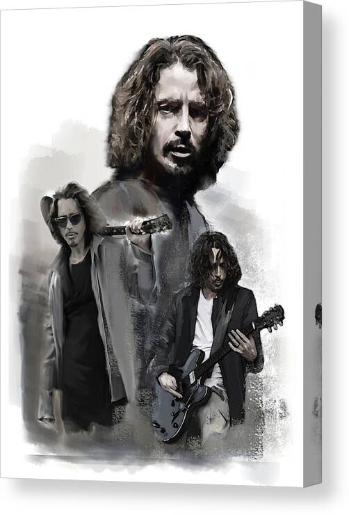 Chris Cornell Images Canvas Print featuring the painting Chris Cornell Enough Said by Iconic Images Art Gallery David Pucciarelli