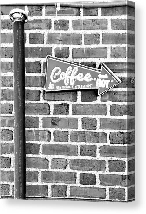 Coffee Canvas Print featuring the photograph Coffee Arrow B W by Rob Hans