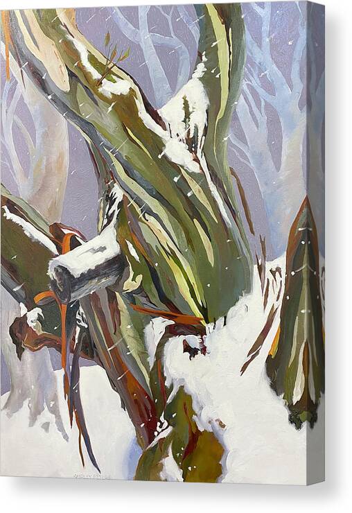 Snow Canvas Print featuring the painting Come Back To Me by Shirley Peters