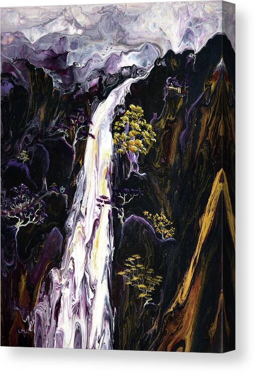 Waterfall Canvas Print featuring the painting Contemplating the Journey by Laura Iverson