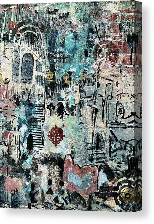  Canvas Print featuring the painting Courtyard by Tommy McDonell