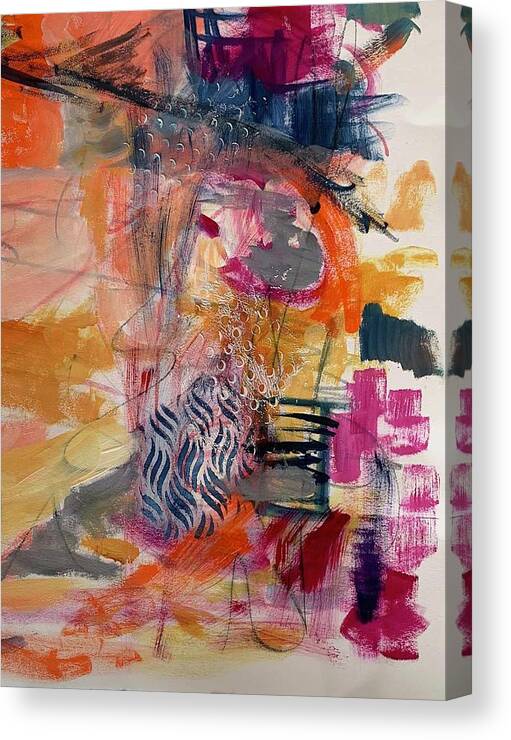 Abstract Canvas Print featuring the painting Coversations Part 1 by Diane Maley
