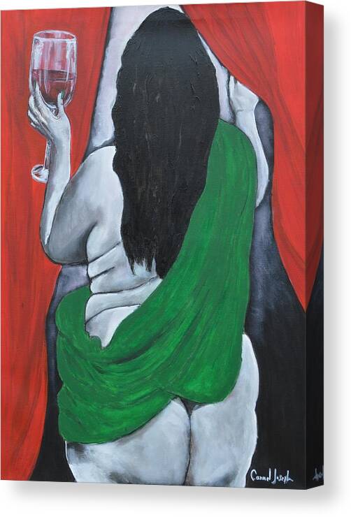 Nude Canvas Print featuring the painting Curvaceous Allure by Carmel Joseph