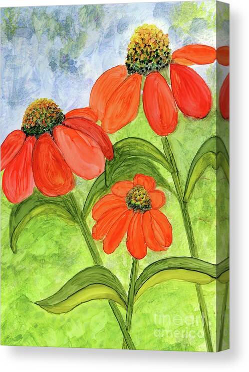 Wild Flowers Canvas Print featuring the painting Dancing Flowers by Julie Greene-Graham