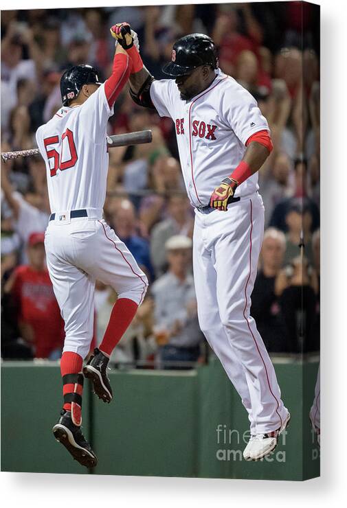 People Canvas Print featuring the photograph David Ortiz and Mookie Betts by Michael Ivins/boston Red Sox