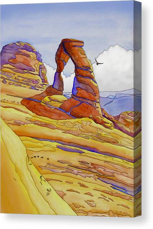 Kim Mcclinton Canvas Print featuring the painting Delicate Arch by Kim McClinton