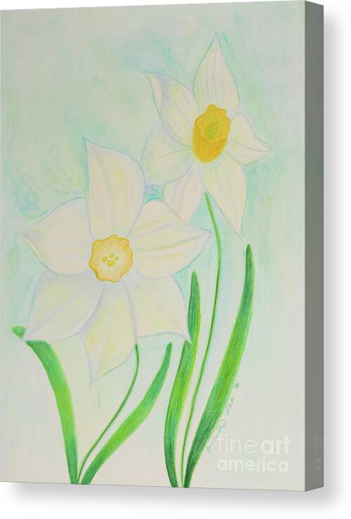Dorothy Lee Art Canvas Print featuring the painting Delicate Daffodils by Dorothy Lee
