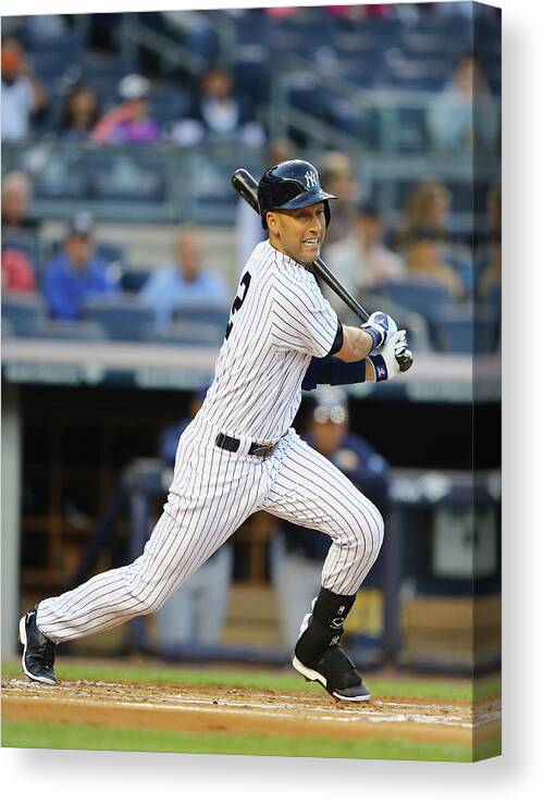 People Canvas Print featuring the photograph Derek Jeter by Al Bello