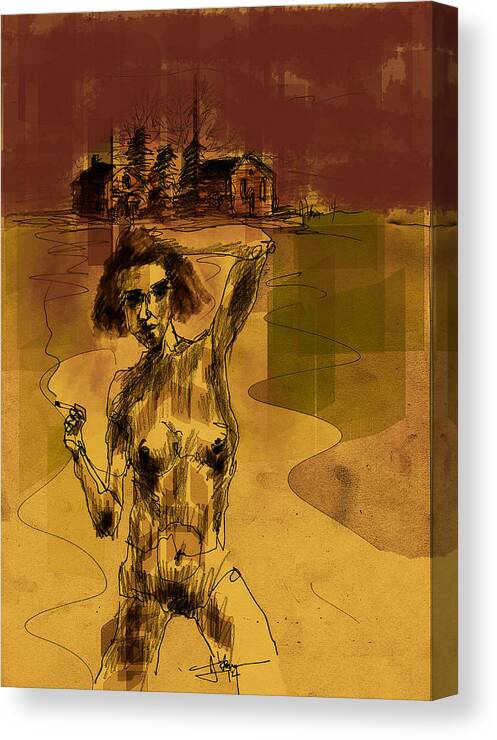 Figure Canvas Print featuring the mixed media Discombobulated by Jim Vance