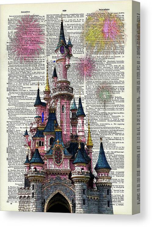 Disney Castle Paris black and white Greeting Card by Mihaela Pater