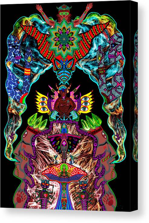 Minotaur Canvas Print featuring the mixed media DJ Minotaur by Myztico Campo