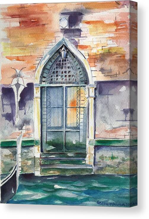Door Canvas Print featuring the painting Door in Venice-Italy by Geeta Yerra