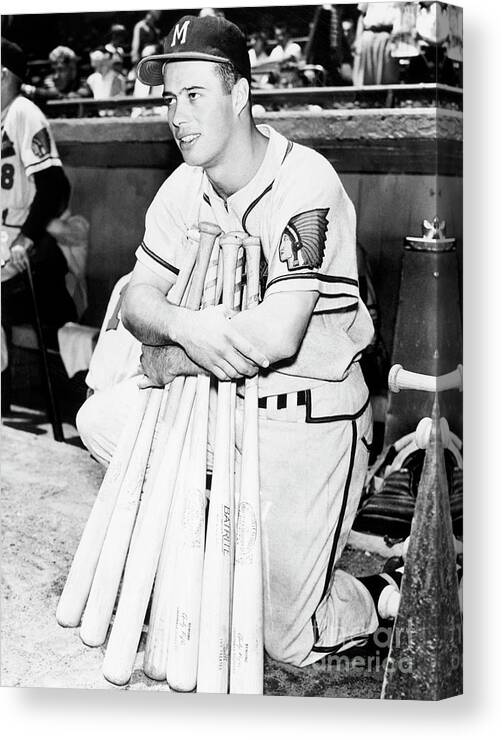 1950-1959 Canvas Print featuring the photograph Eddie Mathews by National Baseball Hall Of Fame Library