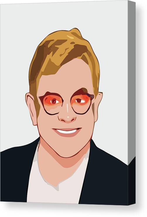 Elton John Canvas Print featuring the digital art Elton John Cartoon Portrait 2 by Ahmad Nusyirwan