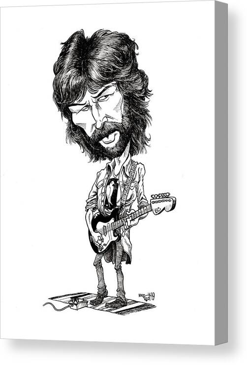 Cartoon Canvas Print featuring the drawing Eric Clapton, 1971 by Mike Scott