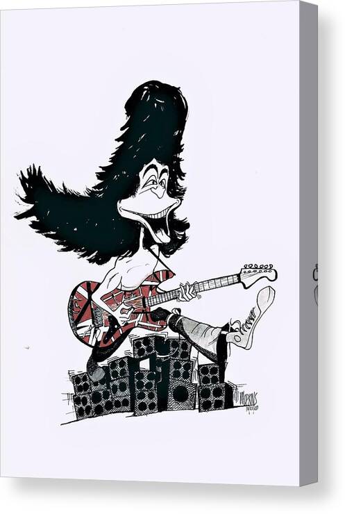 Eddie Canvas Print featuring the drawing EVH by Michael Hopkins