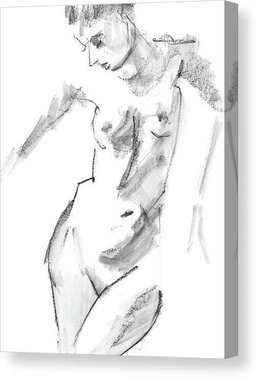 Drawing Canvas Print featuring the drawing Figure 201804 by Chris N Rohrbach